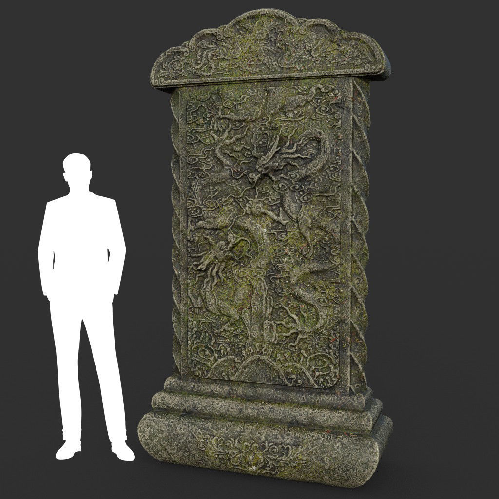 Low poly Ancient Dragon Temple Element Pack - Mossy Low-poly 3D model_30