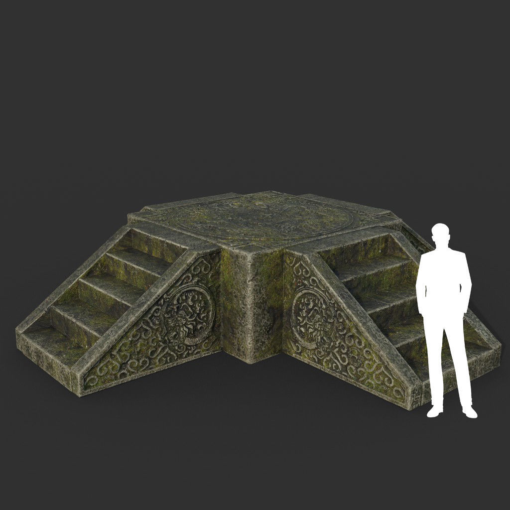 Low poly Ancient Dragon Temple Element Pack - Mossy Low-poly 3D model_42
