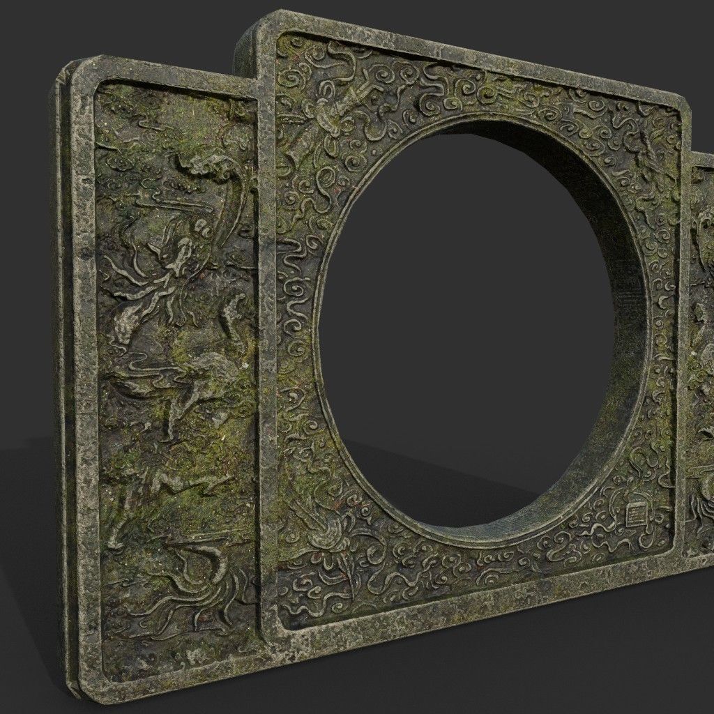 Low poly Ancient Dragon Temple Element Pack - Mossy Low-poly 3D model_40