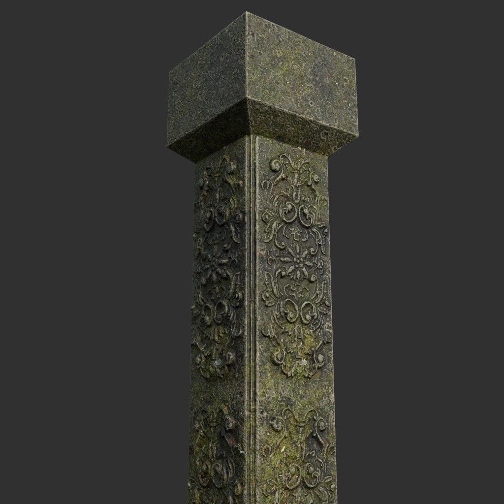 Low poly Ancient Dragon Temple Element Pack - Mossy Low-poly 3D model_20