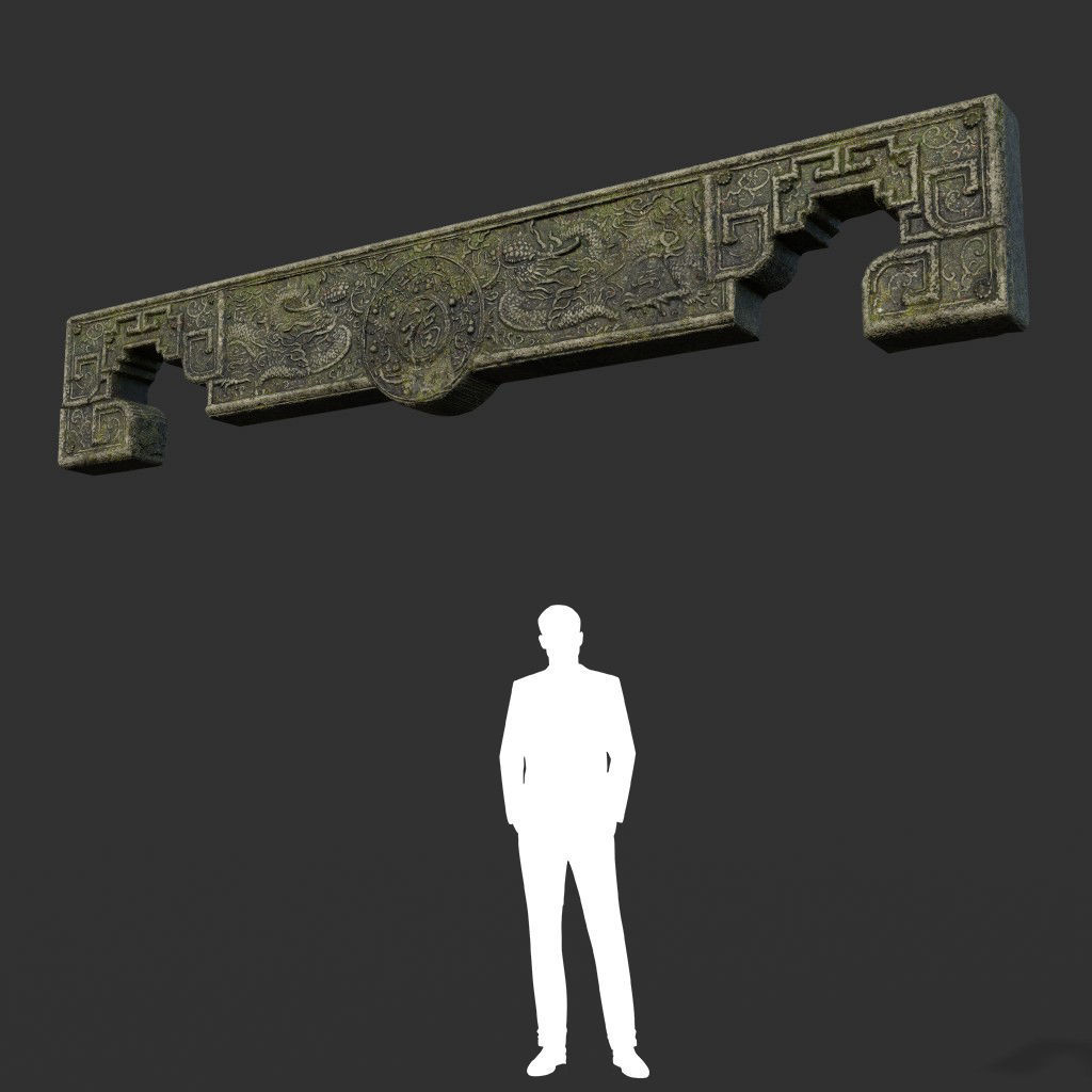 Low poly Ancient Dragon Temple Element Pack - Mossy Low-poly 3D model_34
