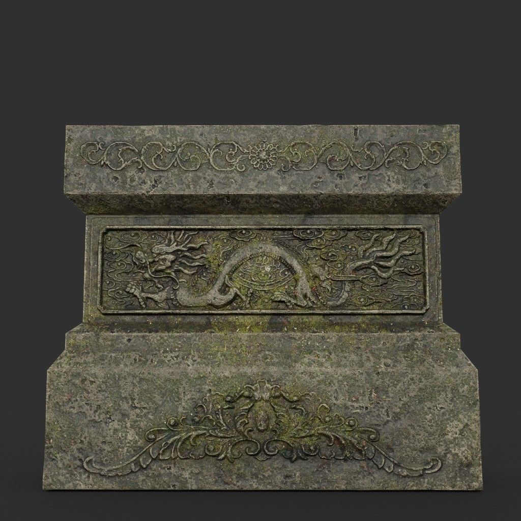 Low poly Ancient Dragon Temple Element Pack - Mossy Low-poly 3D model_23