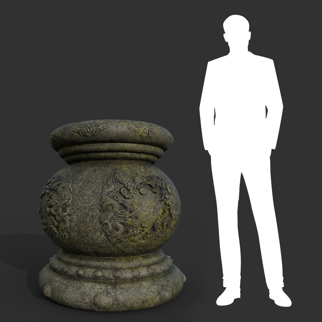 Low poly Ancient Dragon Temple Element Pack - Mossy Low-poly 3D model_26