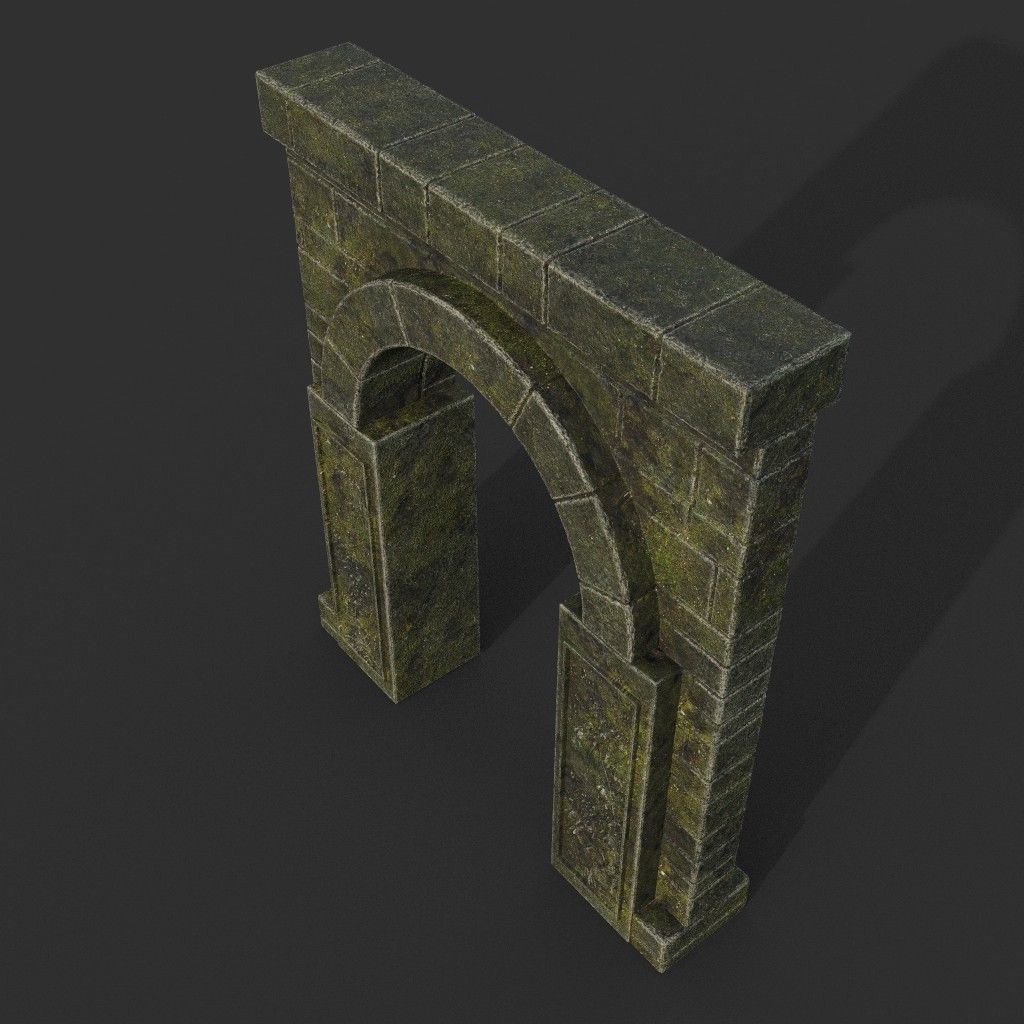 Low poly Ancient Dragon Temple Element Pack - Mossy Low-poly 3D model_67
