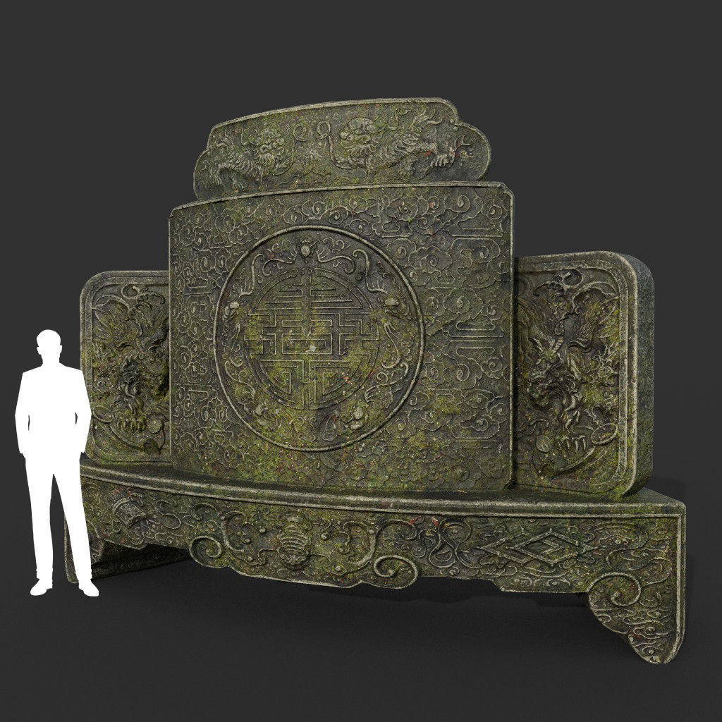 Low poly Ancient Dragon Temple Element Pack - Mossy Low-poly 3D model_6