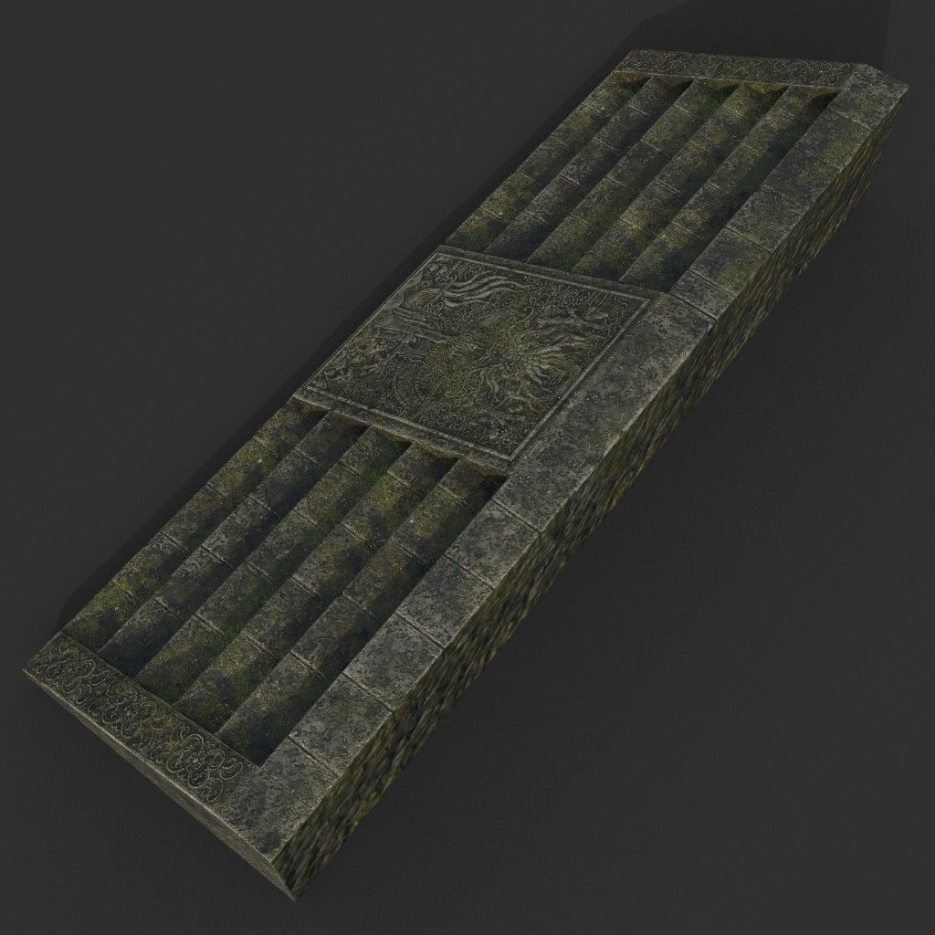Low poly Ancient Dragon Temple Element Pack - Mossy Low-poly 3D model_52