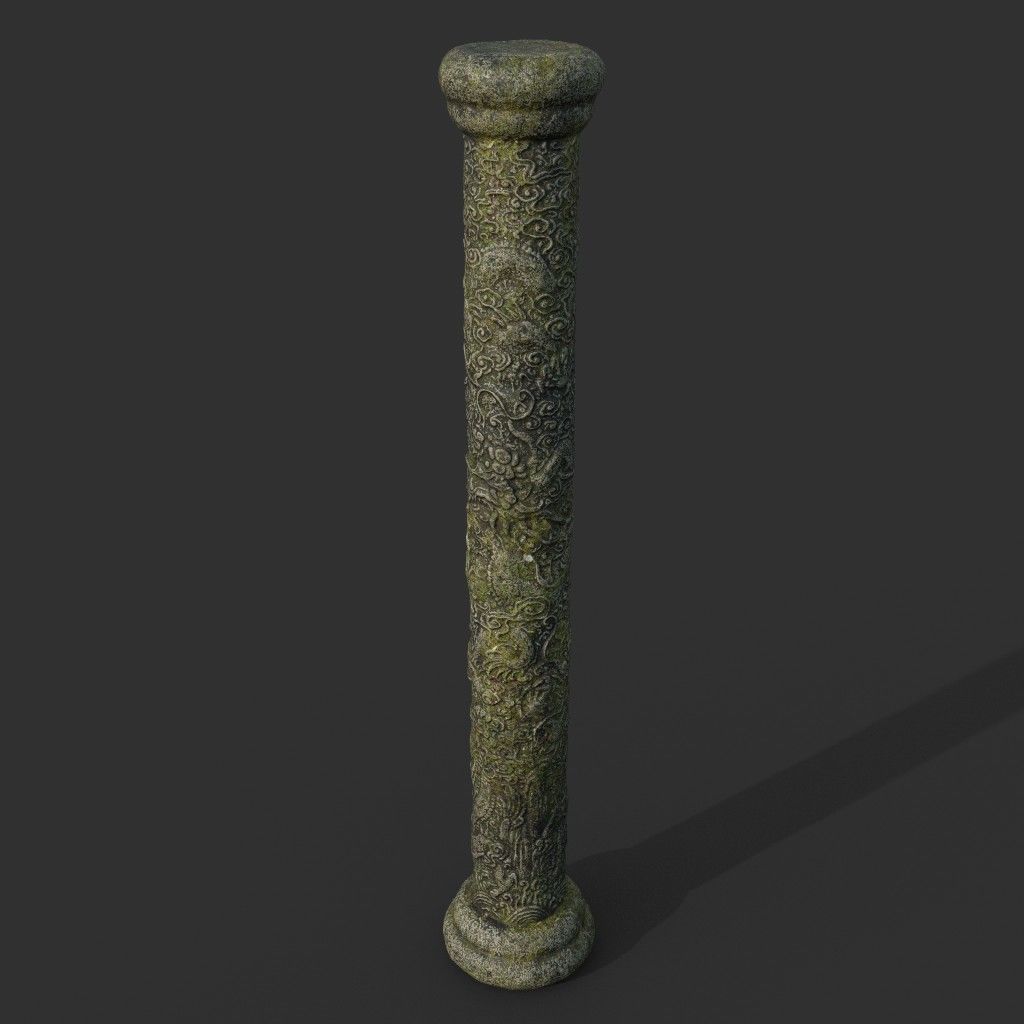 Low poly Ancient Dragon Temple Element Pack - Mossy Low-poly 3D model_3