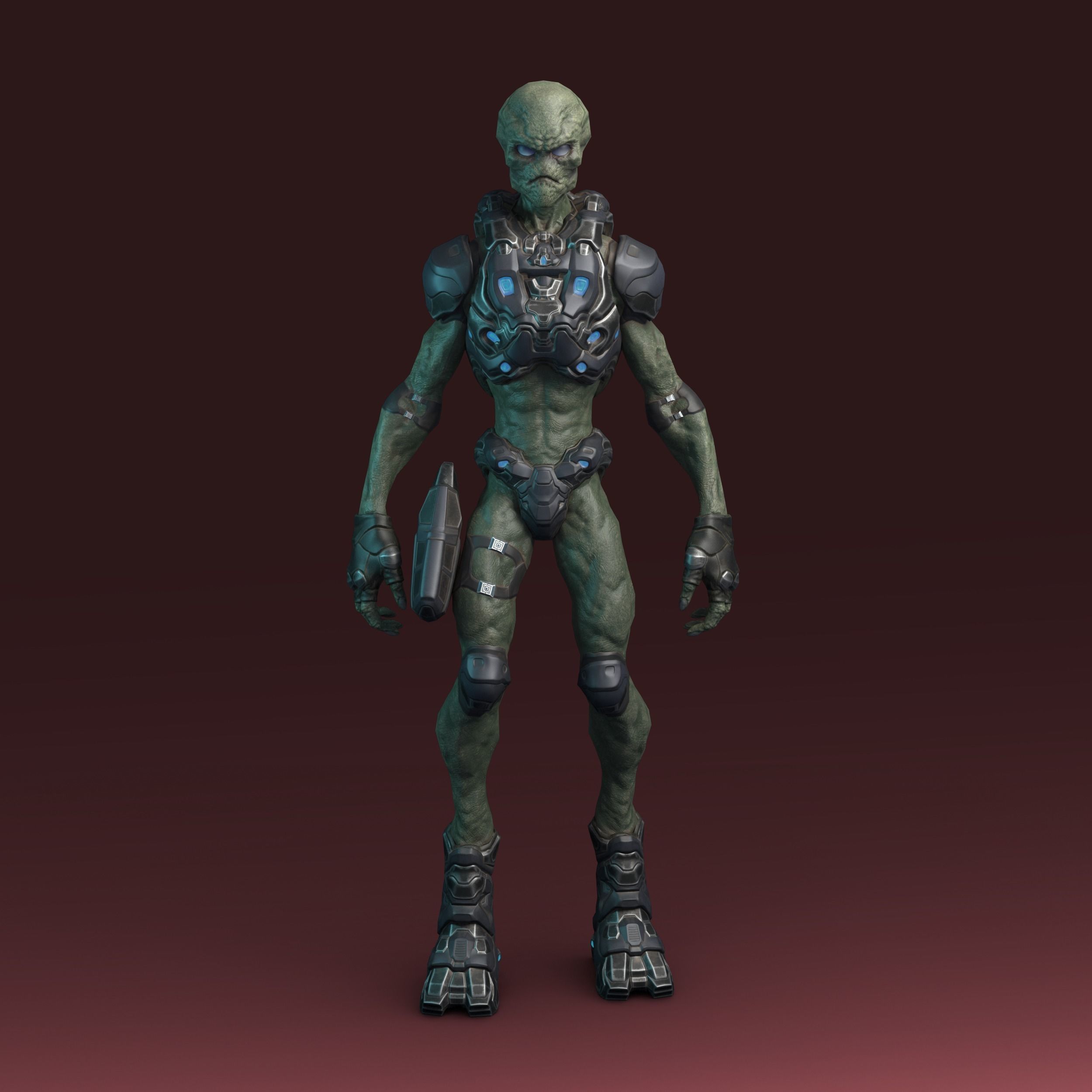 Alien v2 - Animated and Game Ready Low-poly 3D model_3