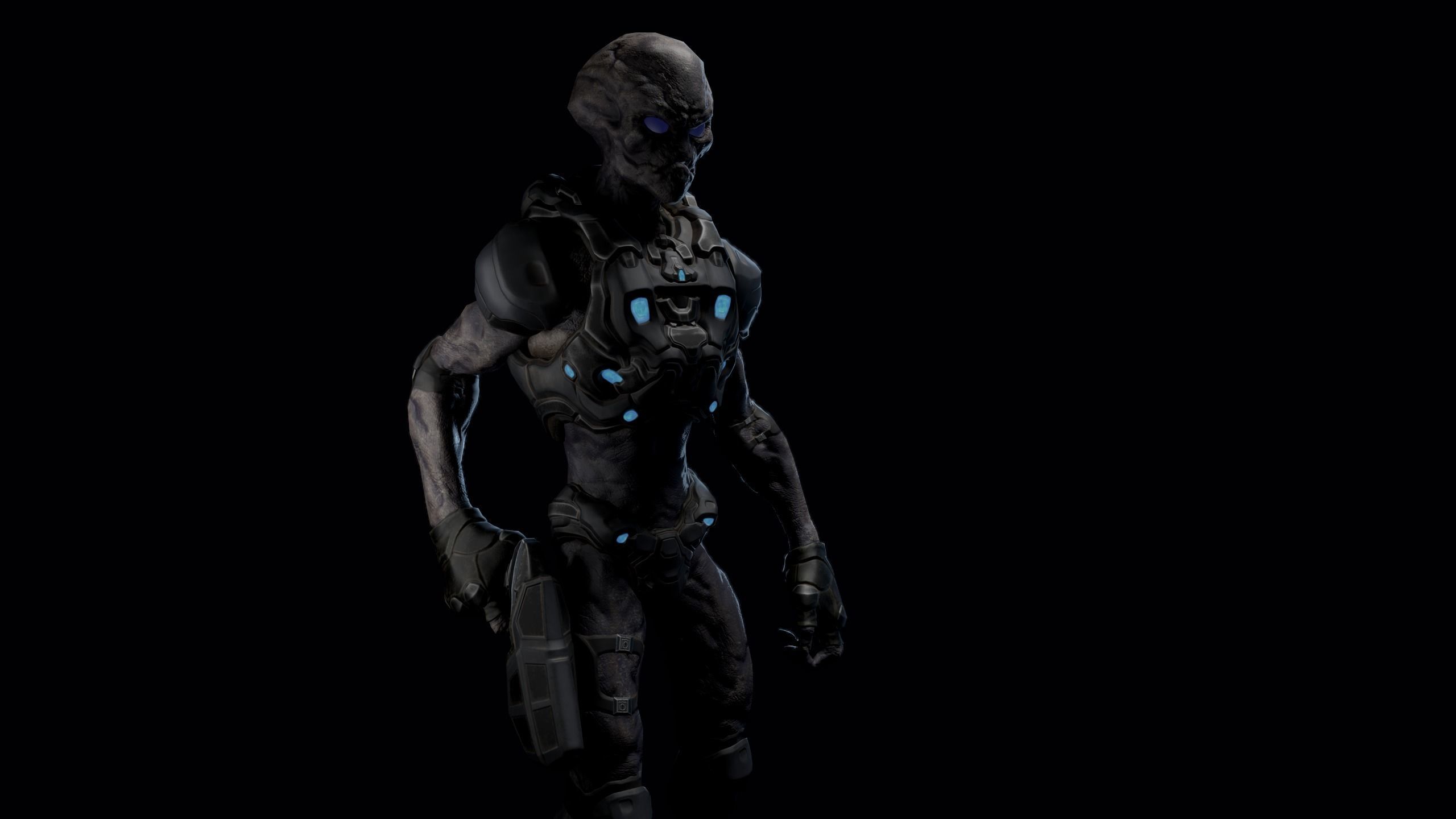 Alien v2 - Animated and Game Ready Low-poly 3D model_15