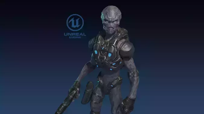 Alien v2 - Animated and Game Ready Low-poly 3D model