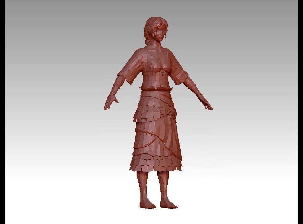 girl female Low-poly 3D model_3