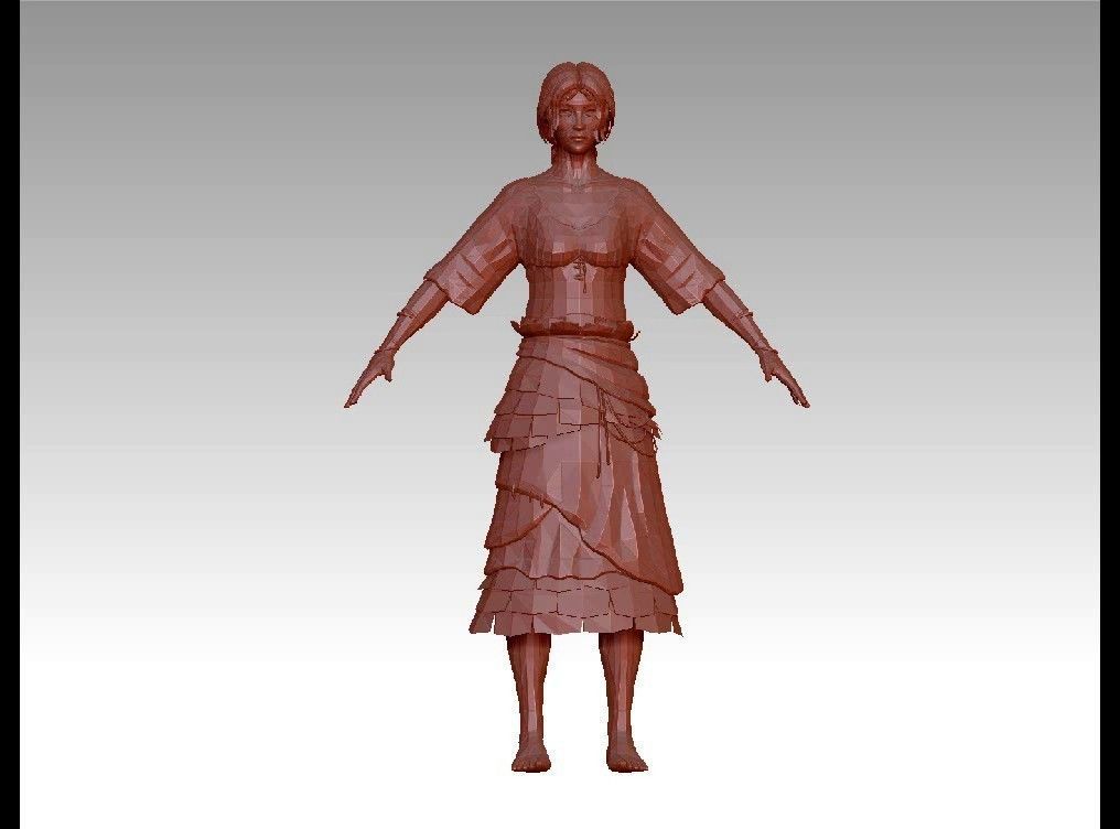 girl female Low-poly 3D model_1