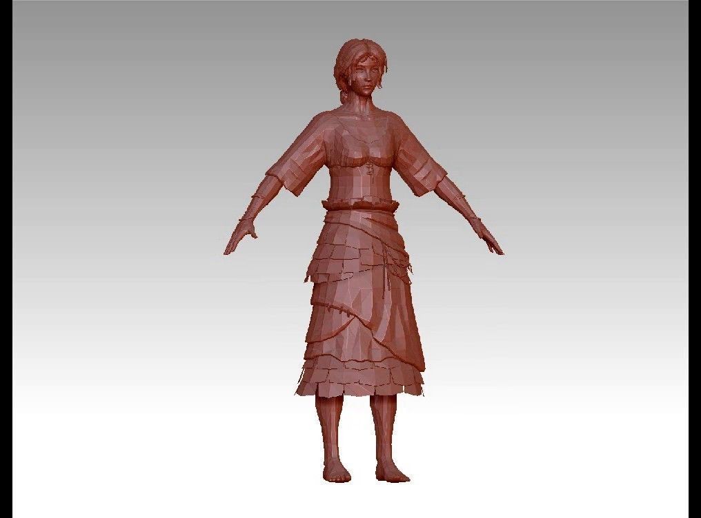 girl female Low-poly 3D model_2