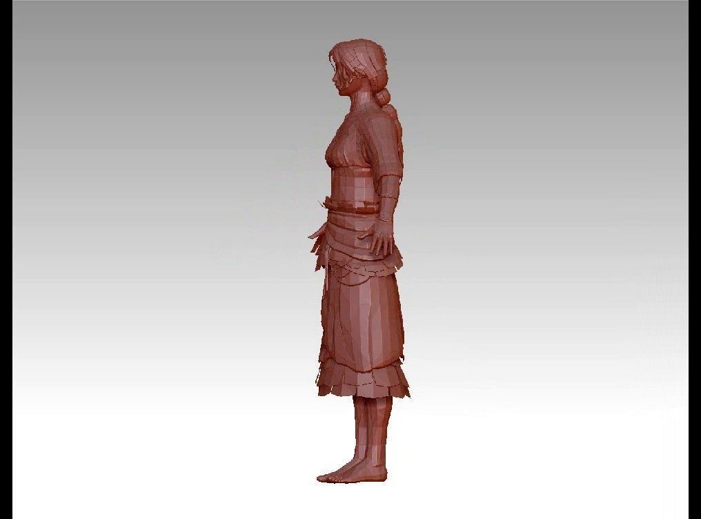 girl female Low-poly 3D model_16