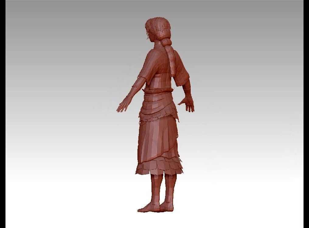 girl female Low-poly 3D model_14
