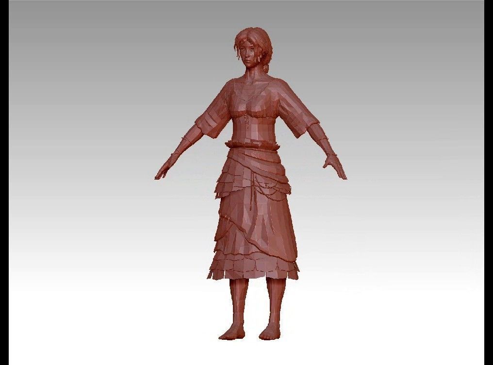 girl female Low-poly 3D model_19
