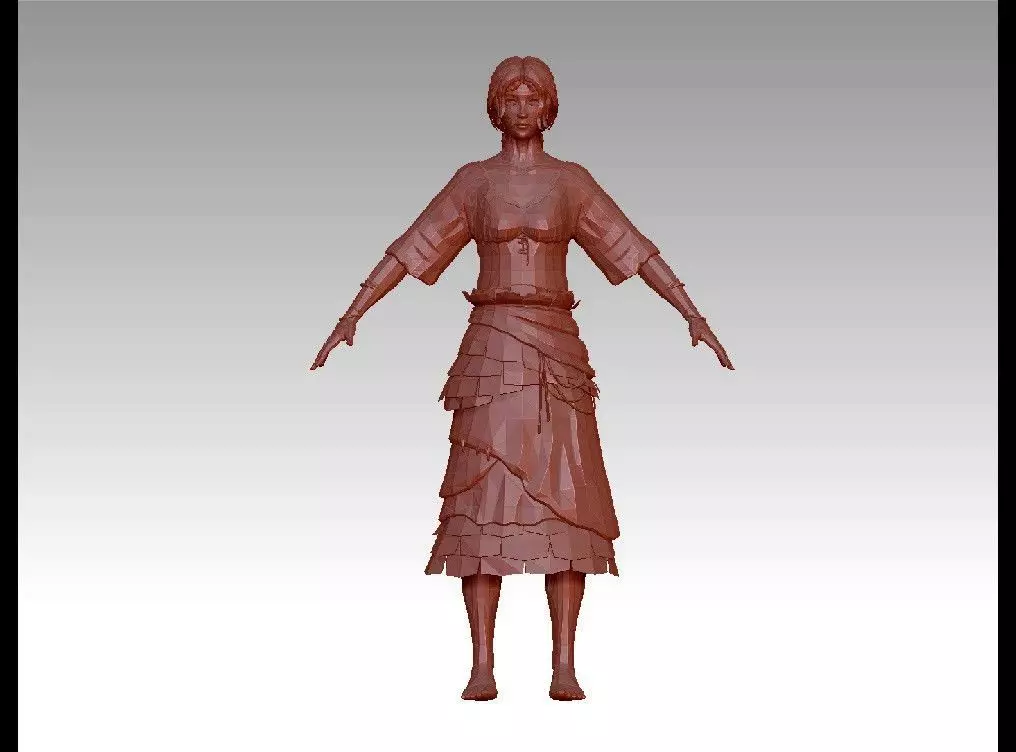 girl female Low-poly 3D model_0