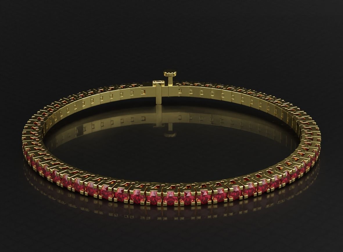 Tennis bracelet with diamonds 558 3D print model_6