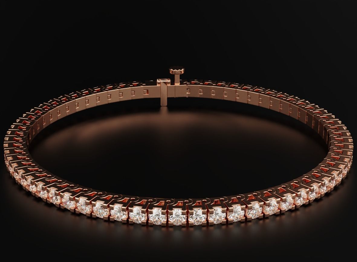 Tennis bracelet with diamonds 558 3D print model_8