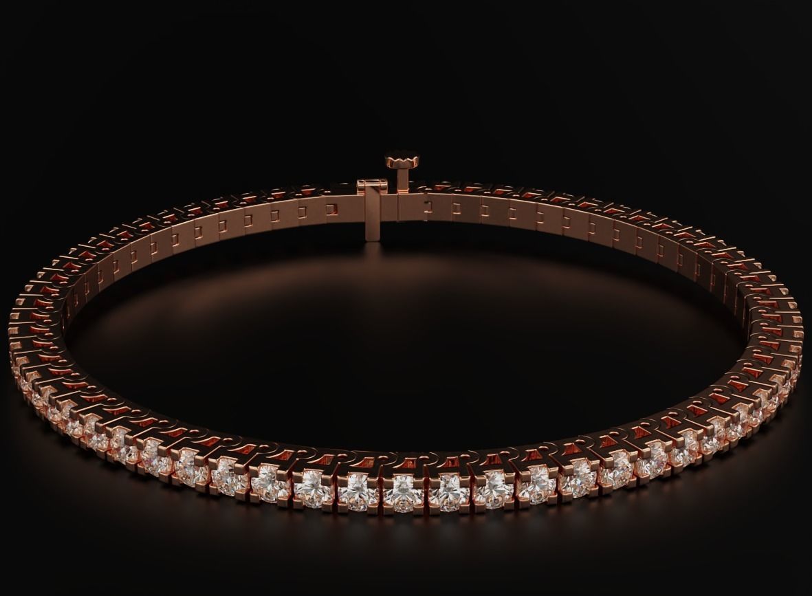 Tennis bracelet with diamonds 558 3D print model_9