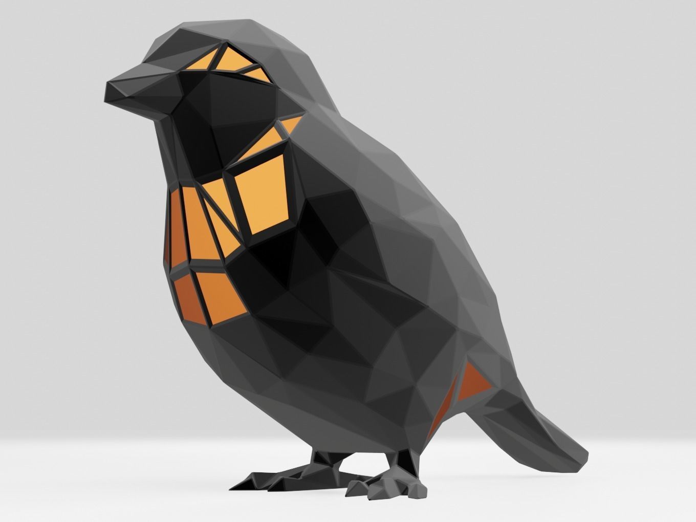 Polygonal Sparrow Parametric 3D print model_3