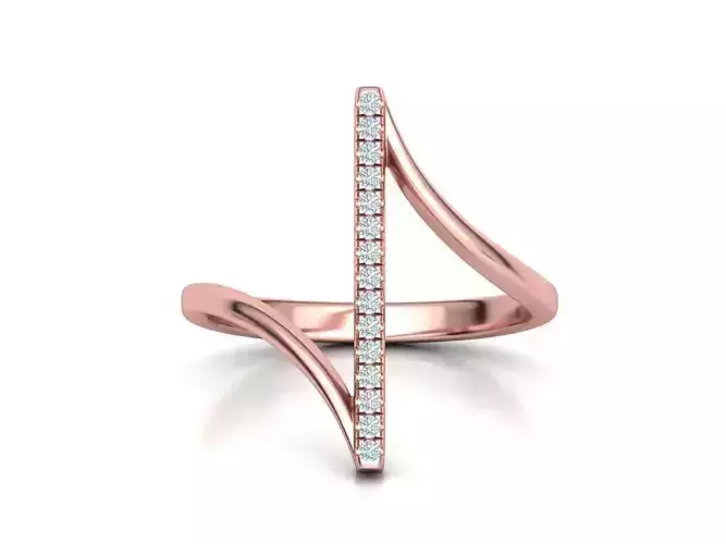 Alice Rose Gold Ring Bypass design French Pave Setting 3dmodel 3D print model