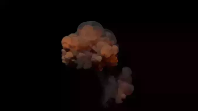 Realistic Explosion orange smoke cloud