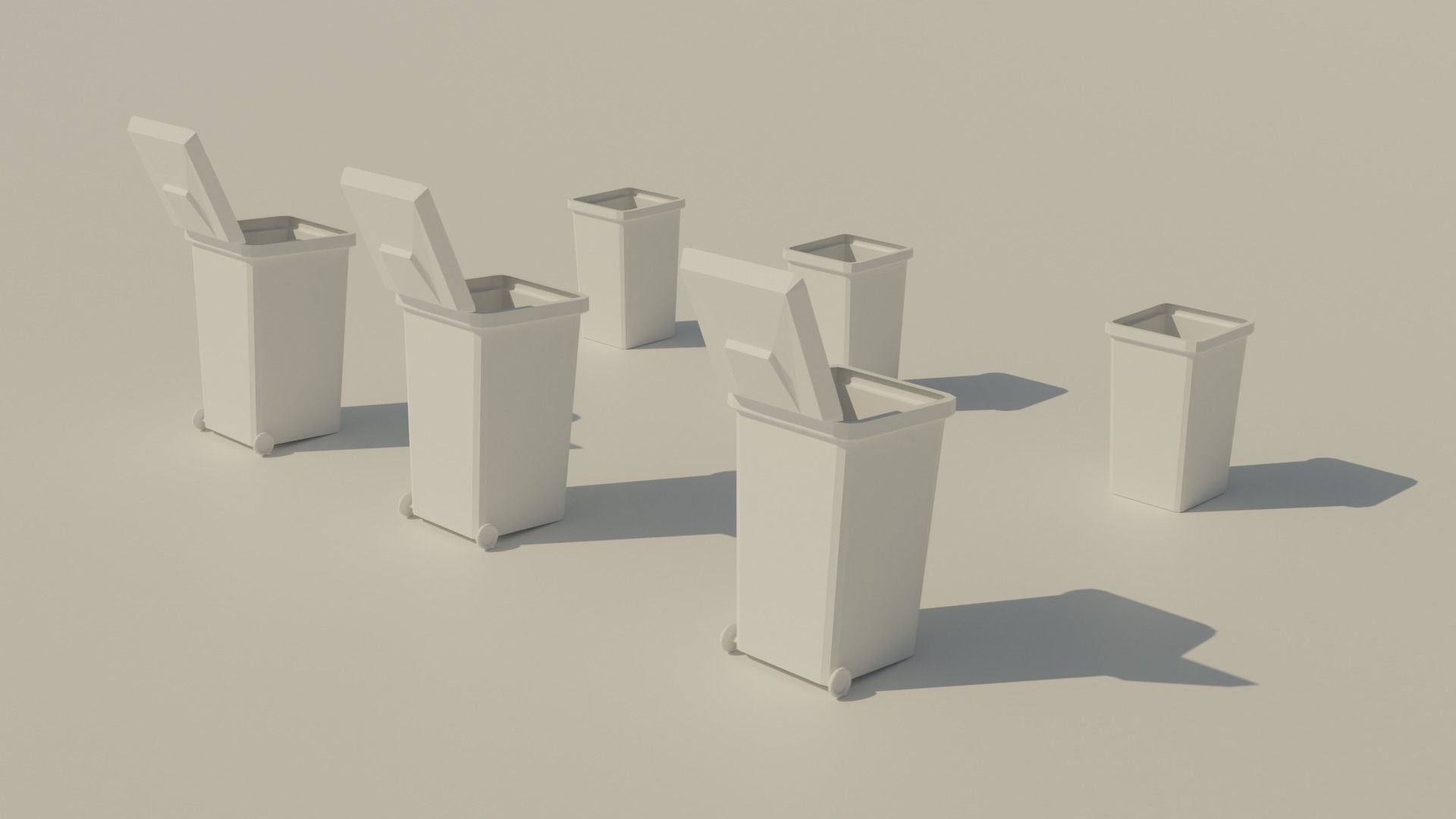 Garbage Box - Lowpoly Trash Can with Wheels Low-poly 3D model_2