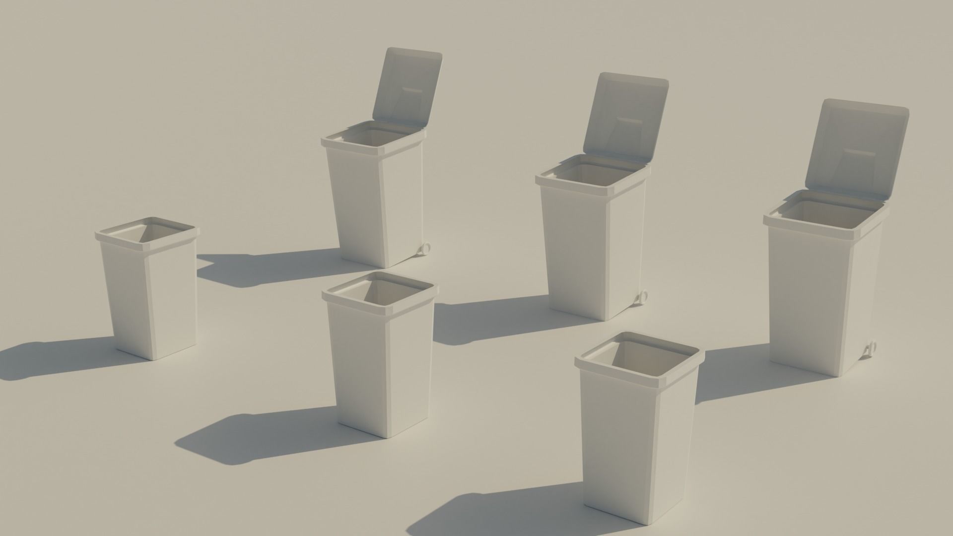 Garbage Box - Lowpoly Trash Can with Wheels Low-poly 3D model_7