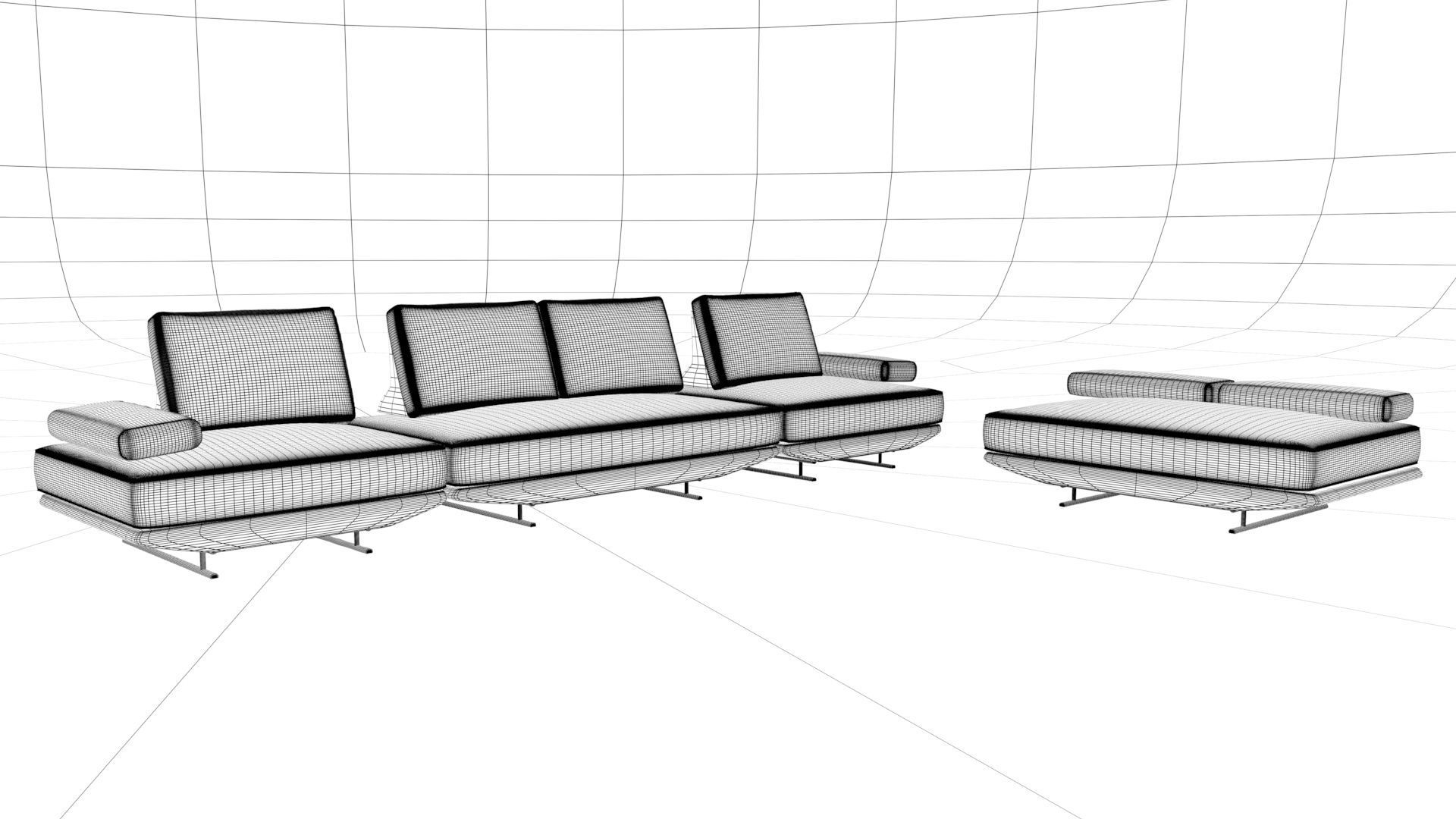 Sofa in Parasite movie Low-poly 3D model_1