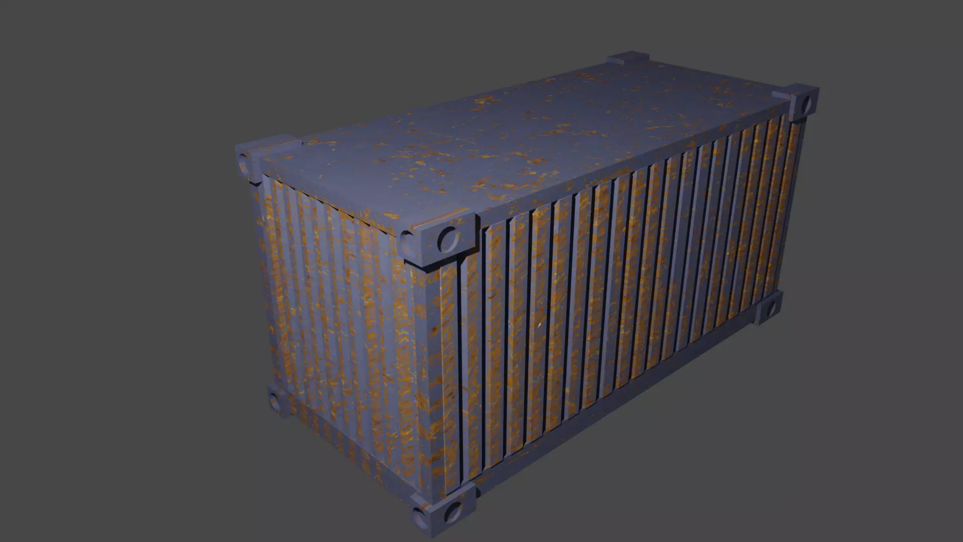 container metal box with rust Low-poly 3D model