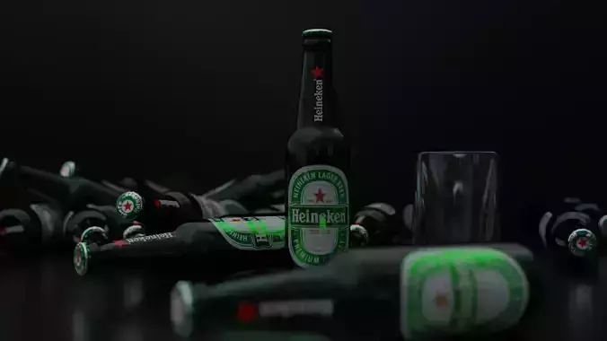 HEINEKEN BEER BOTTEL WITH UV TEXTURE 3D model