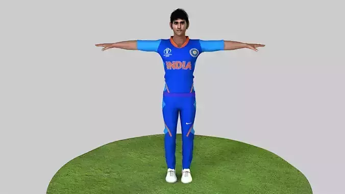 Cricket Player MS Dhoni  Low-poly 3D model