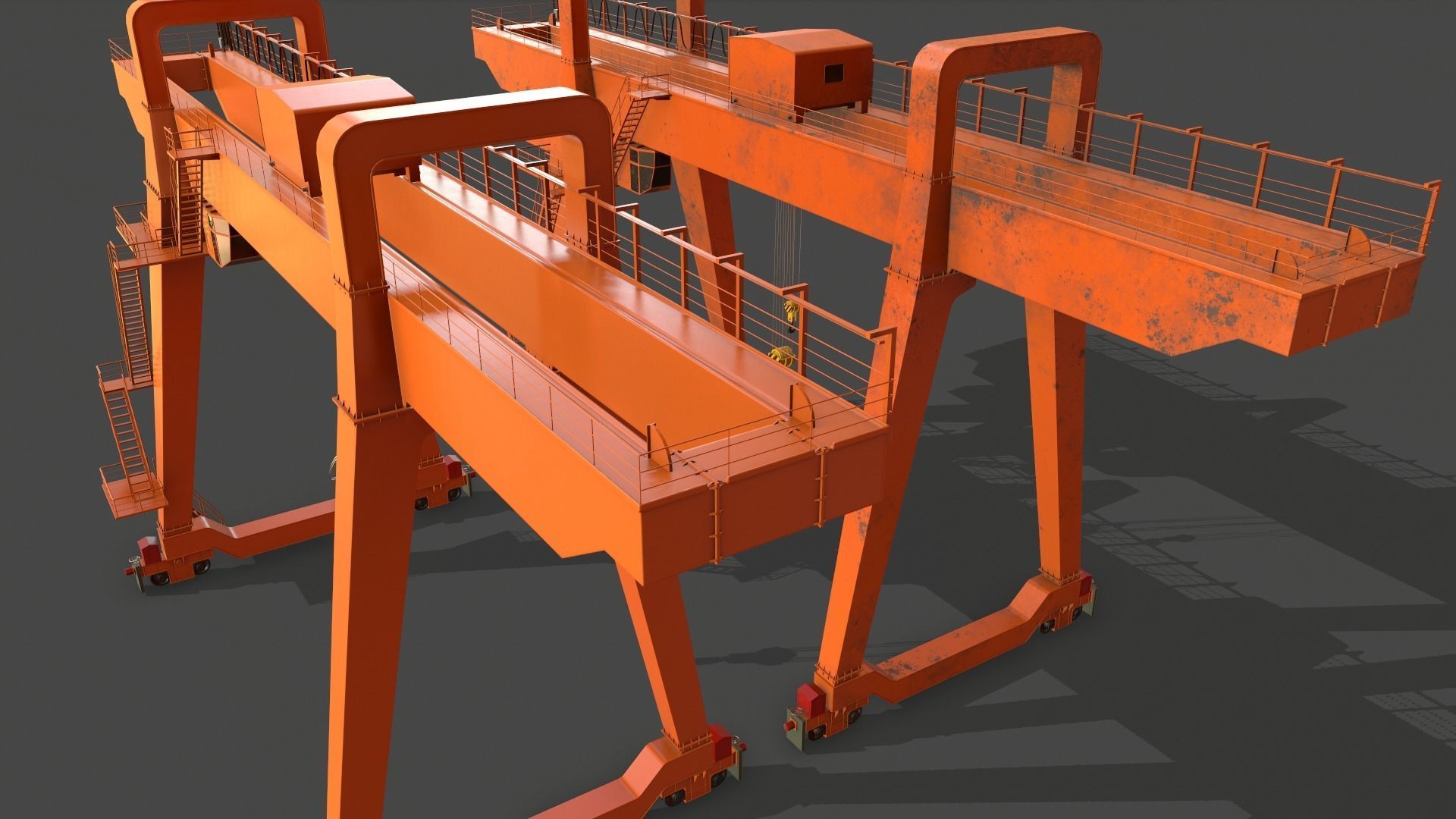 PBR Double Girder Gantry Crane V1 - Multi color Pack 3D Model Collection_32