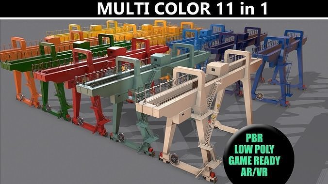 PBR Double Girder Gantry Crane V1 - Multi color Pack 3D Model Collection