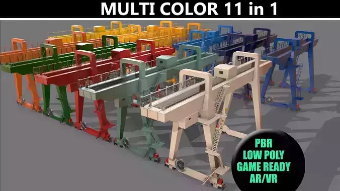 PBR Double Girder Gantry Crane V1 - Multi color Pack 3D Model Collection