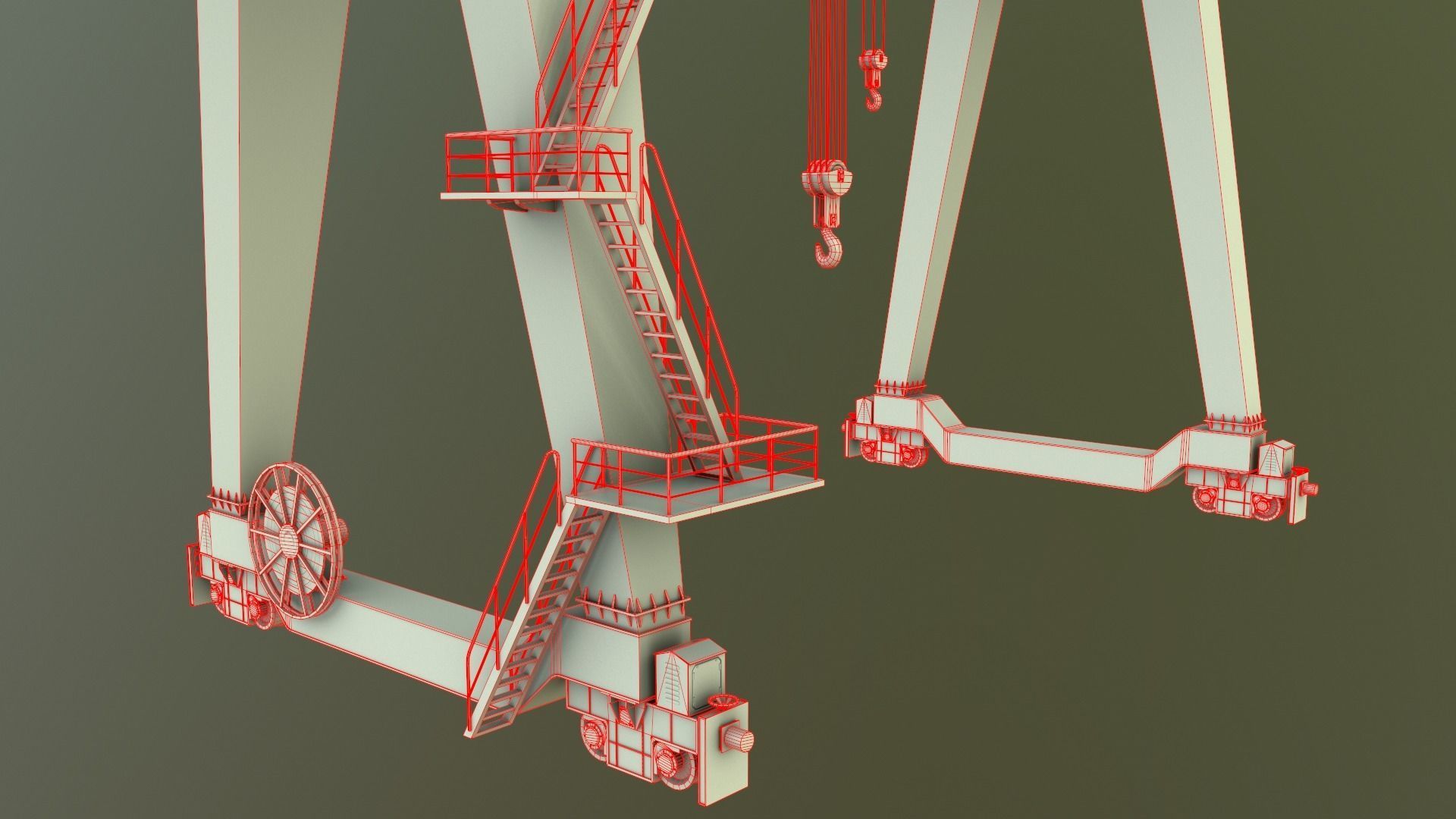 PBR Double Girder Gantry Crane V1 - Multi color Pack 3D Model Collection_106