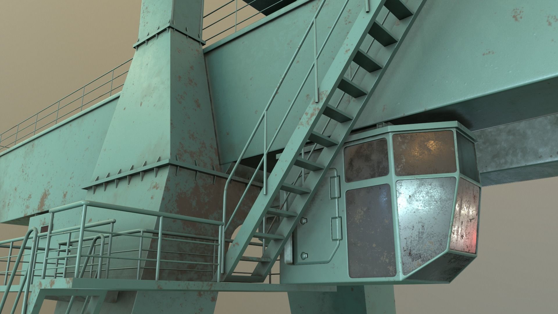 PBR Double Girder Gantry Crane V1 - Multi color Pack 3D Model Collection_63