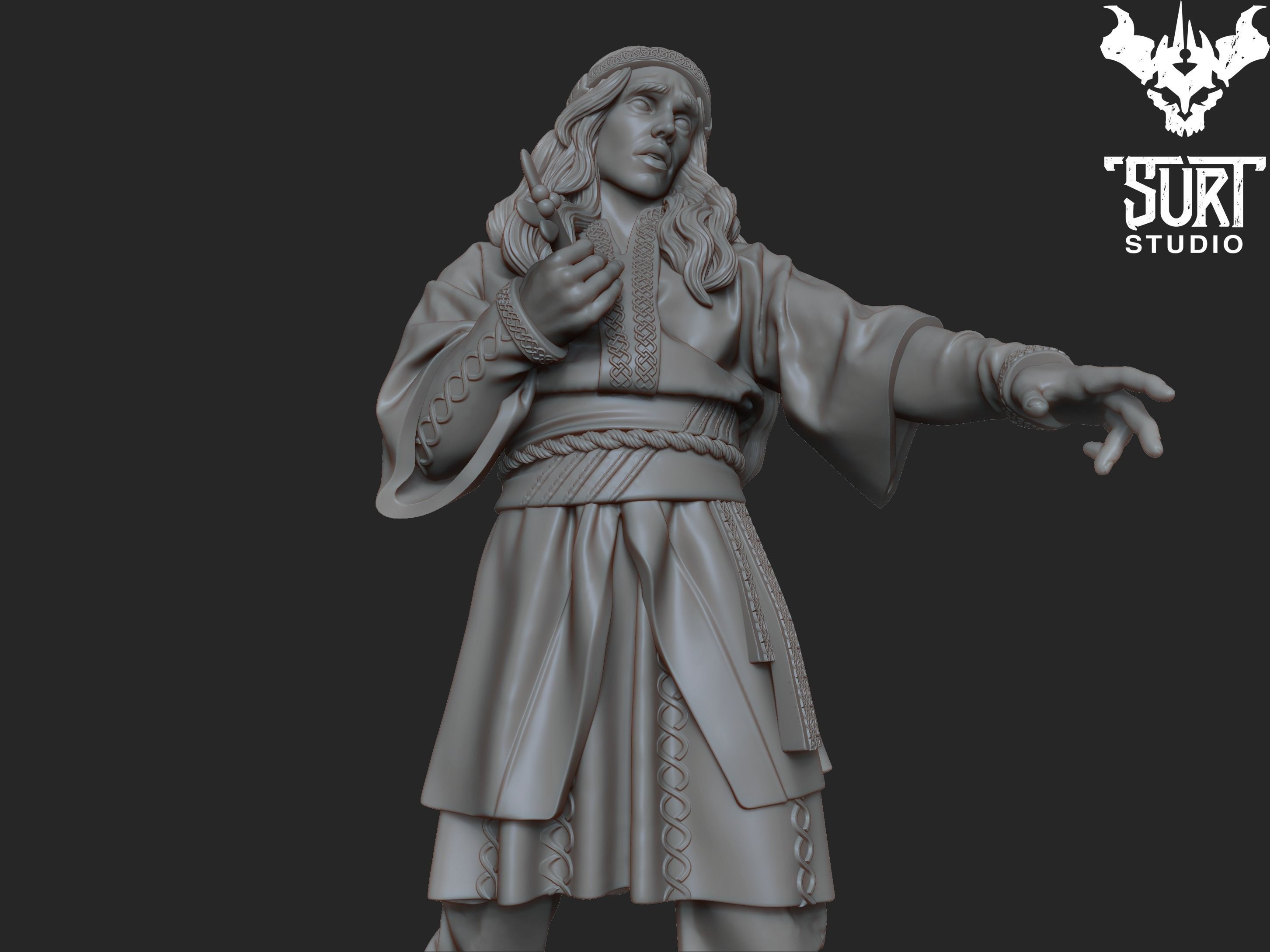 Baldur statue of man holding sword 3D print model_5