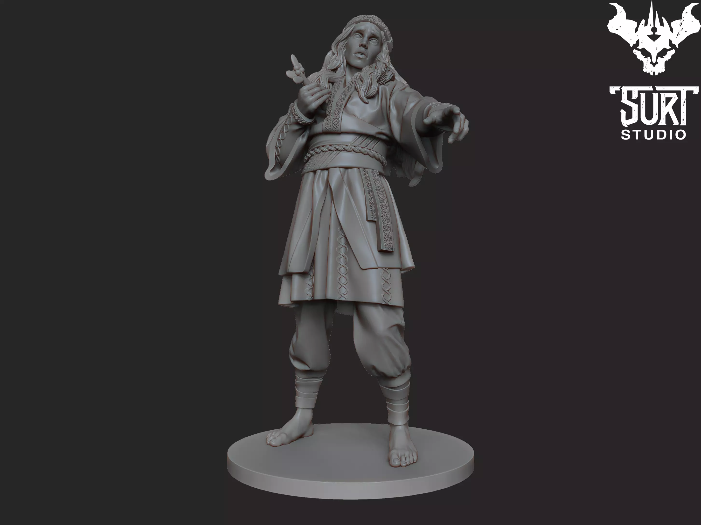 Baldur statue of man holding sword 3D print model_0