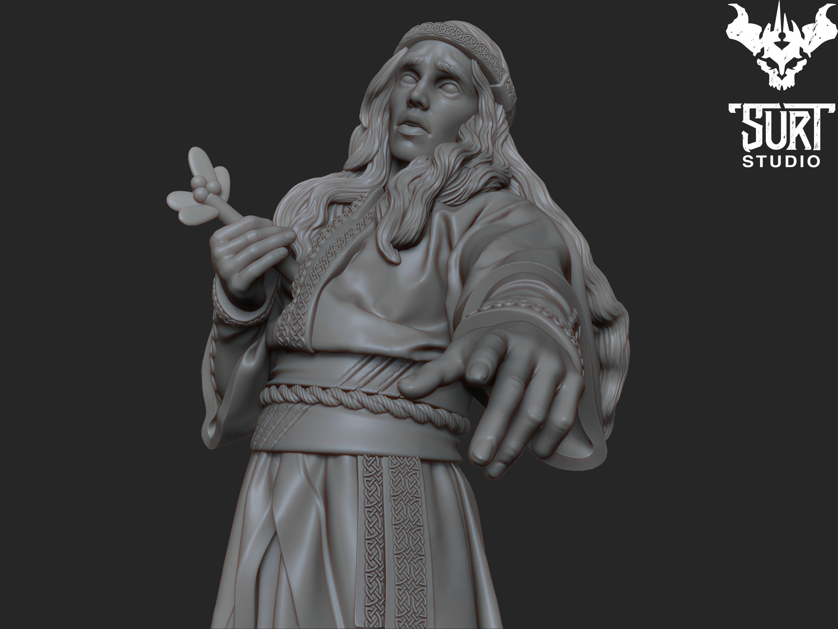 Baldur statue of man holding sword 3D print model_4