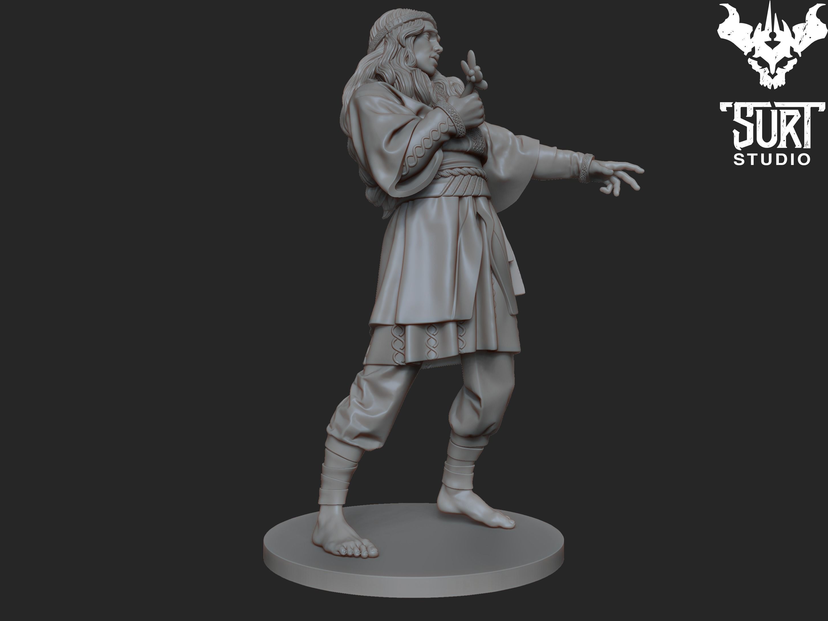 Baldur statue of man holding sword 3D print model_3
