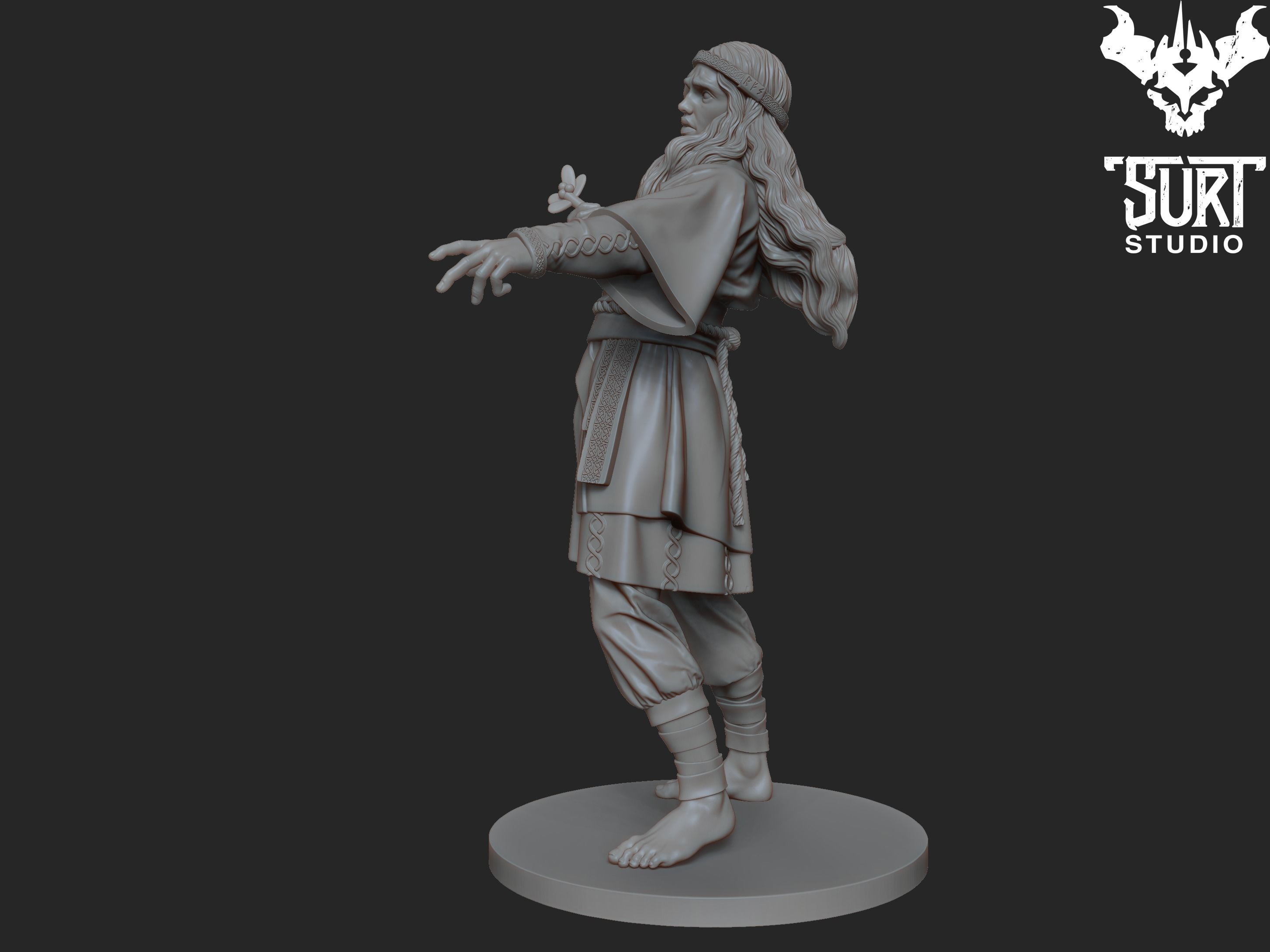 Baldur statue of man holding sword 3D print model_2