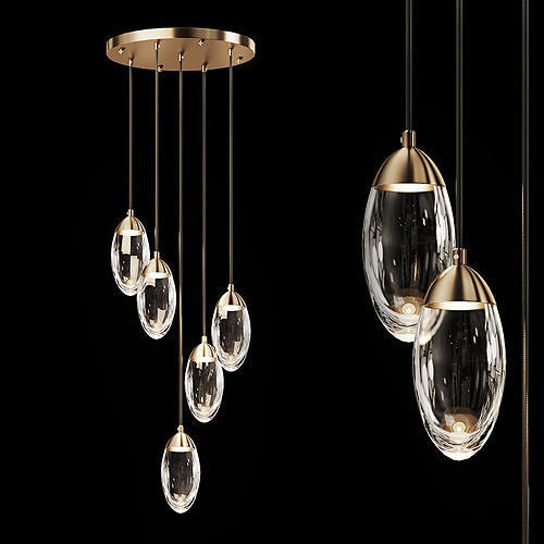 Glass pendant light combination FIERA 5 3D model
