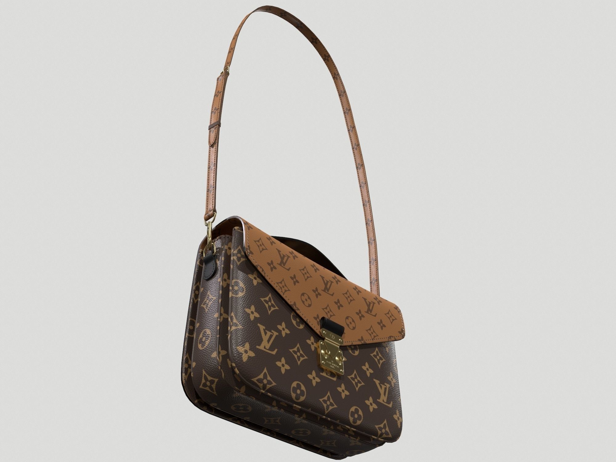 Louis Vuitton Pochette Metis Bag Reverse Monogram Low-poly 3D model_5