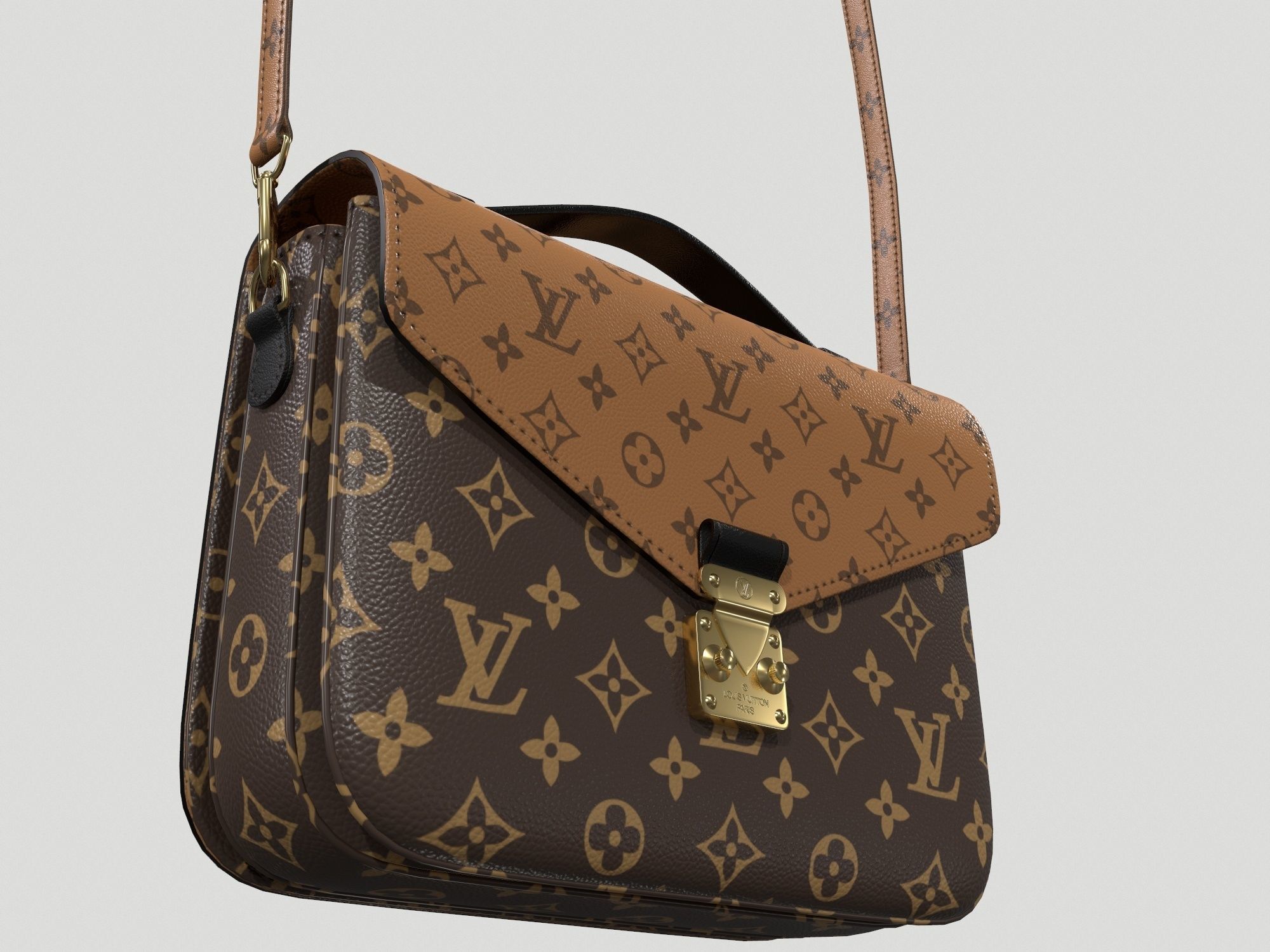 Louis Vuitton Pochette Metis Bag Reverse Monogram Low-poly 3D model_7