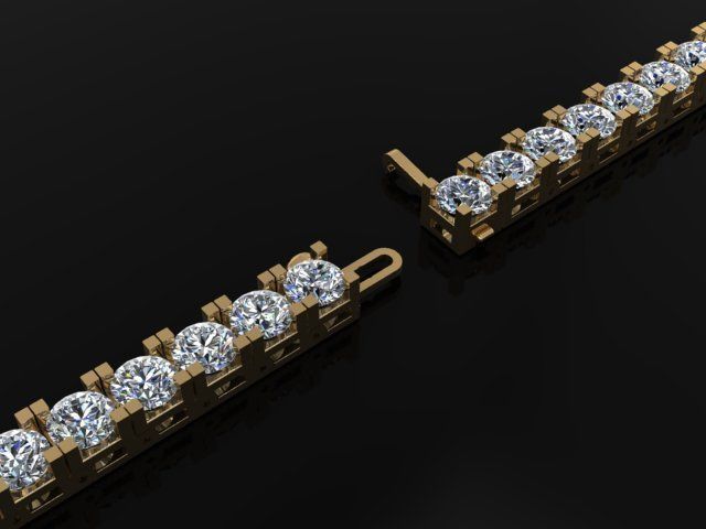 Box Style Diamond Tennis Bracelet 4mm50 3D print model_3