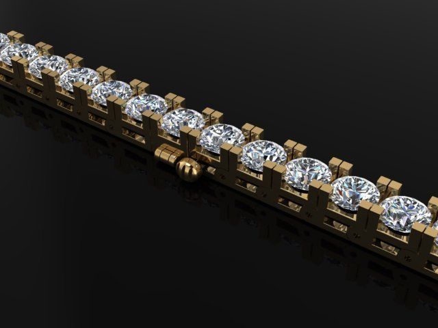 Box Style Diamond Tennis Bracelet 4mm50 3D print model_2
