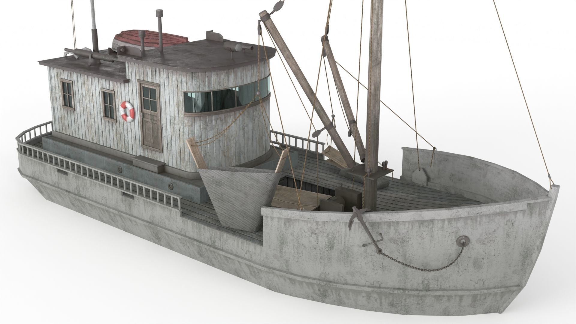 Building Trawler Low-poly 3D model_8