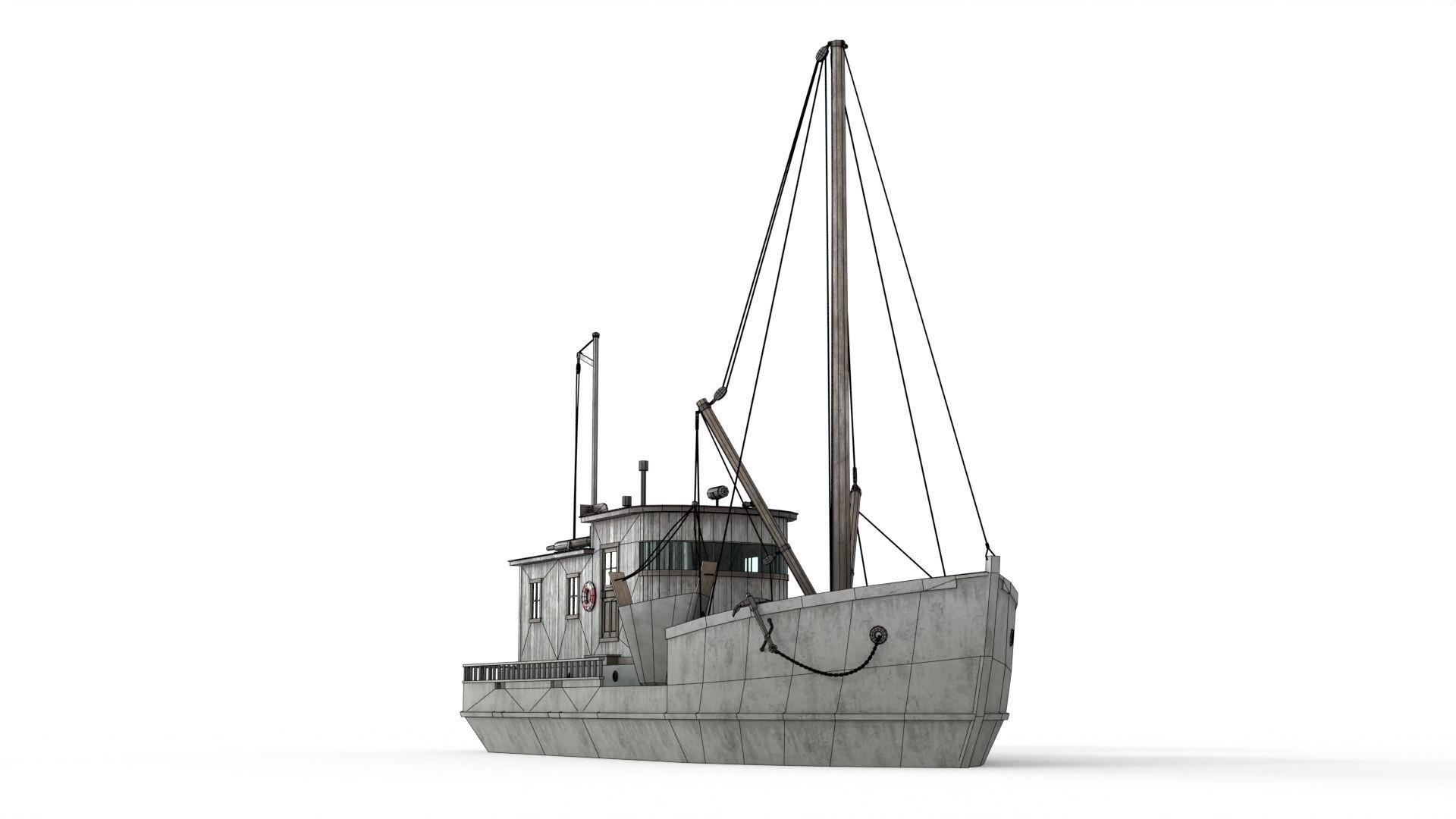 Building Trawler Low-poly 3D model_19